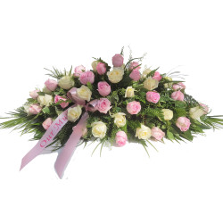 Pink and White Rose Casket Spray 