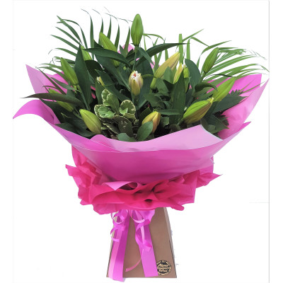 Pink Oriental Lily Hand-tied