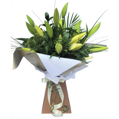White Oriental Lily Hand-tied