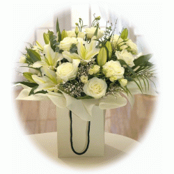 Luxury White Hand-tied Bouquet of roses and lillies